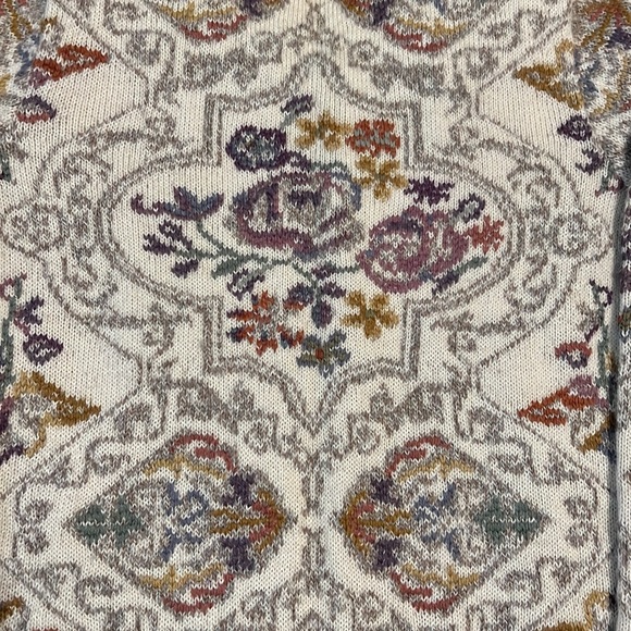 PERUVIAN CONNECTION Alpaca Cardigan Sweater Cream Floral Size Medium - Picture 6 of 11